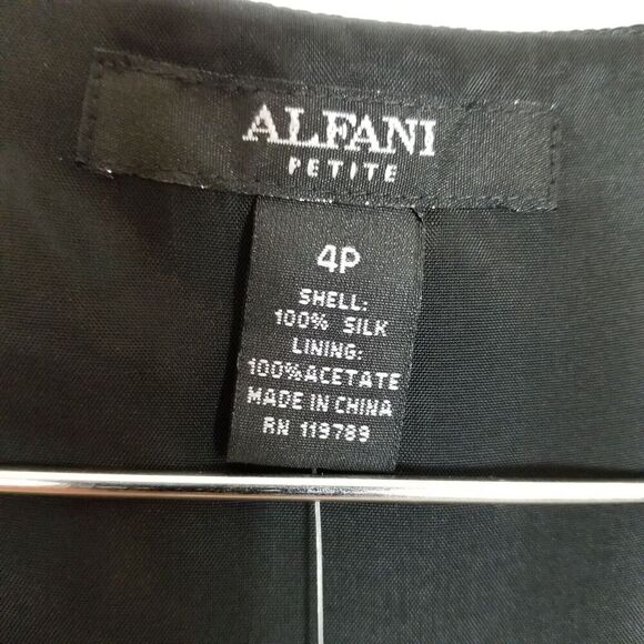 Alfani Women's Black/Brown Cheetah Leopard Silk Dress Size 4 Perite Pleated - Picture 7 of 8